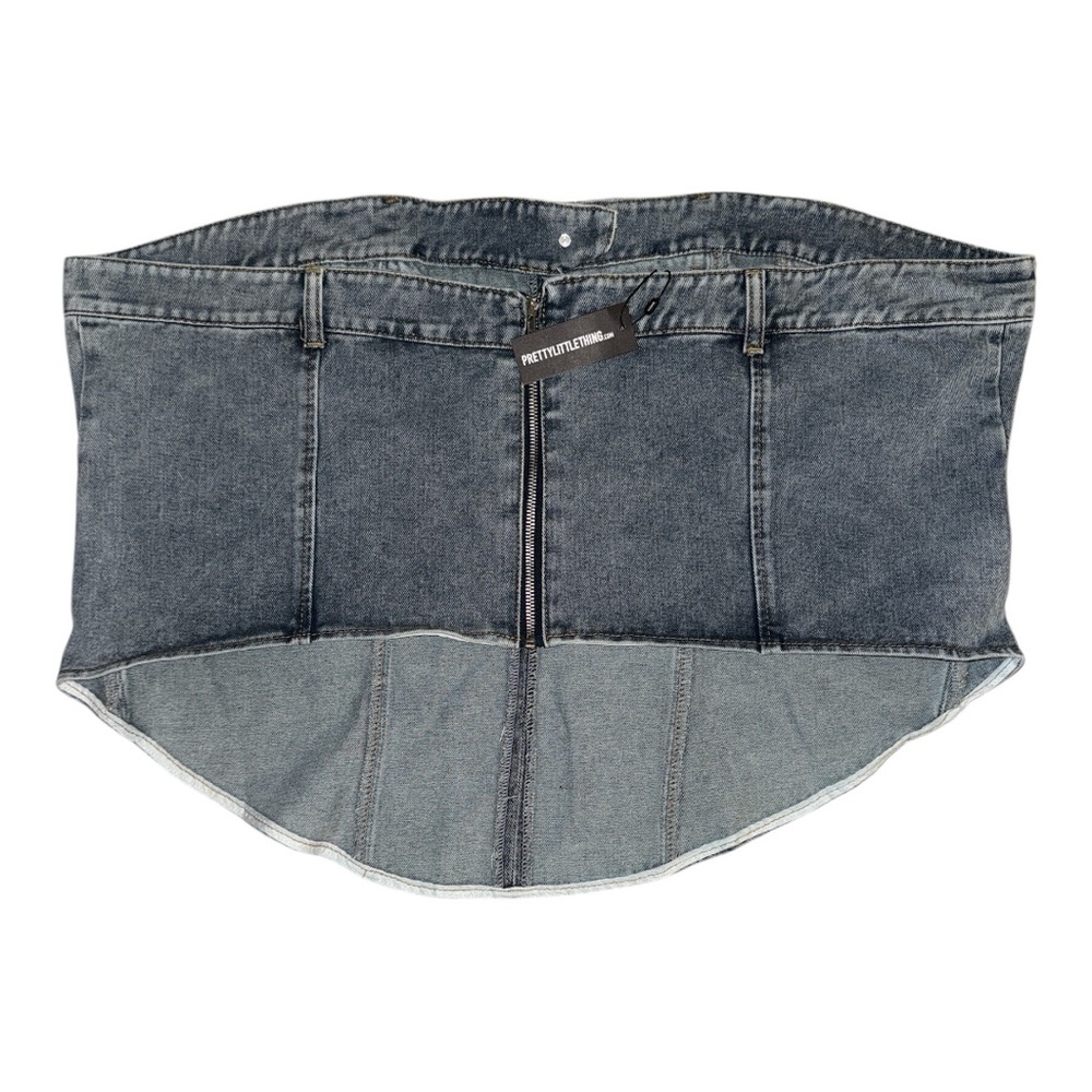PrettyLittleThing Plus Denim Strapless Corset Top Sz. 24 US 28 UK NWT - Picture 5 of 6